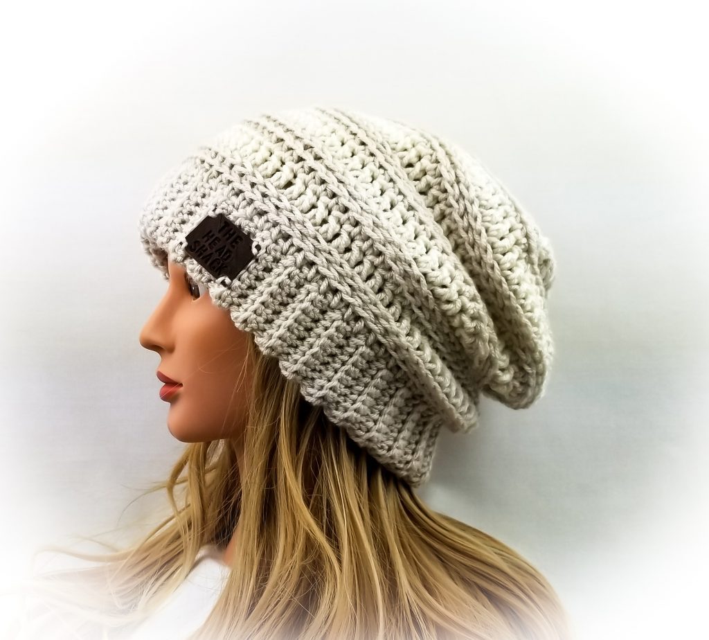 Linen and Ivory crochet slouch hat
