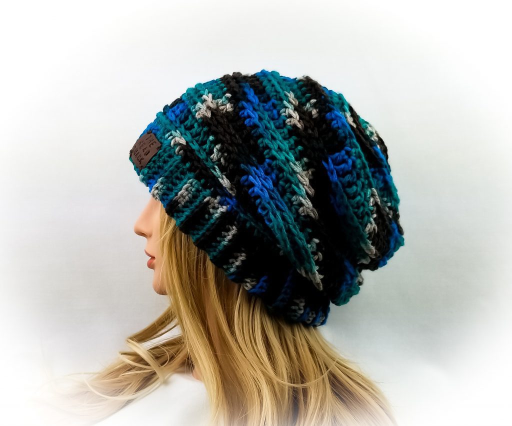 bright aqua & teal camo Slouch Hat